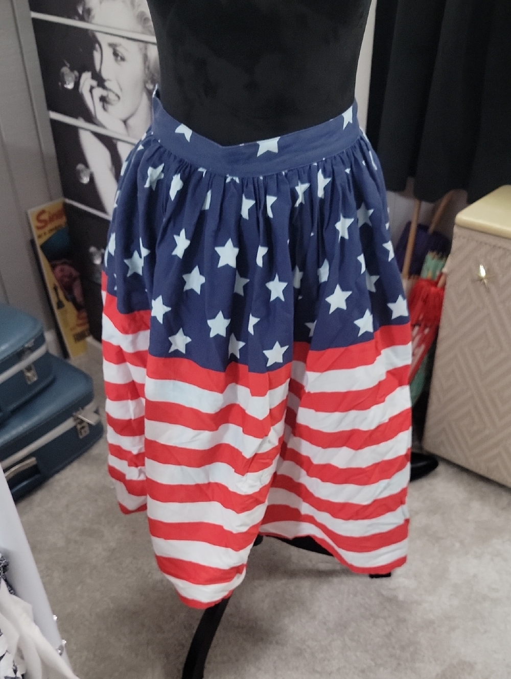 Unique Vintage Stars & Stripes Circle Skirt - Red, White, Blue
